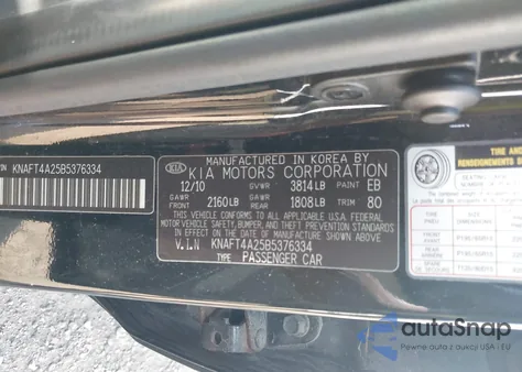2011 Kia Forte Lx from USA, damaged, VIN KNAFT4A25B5376334
